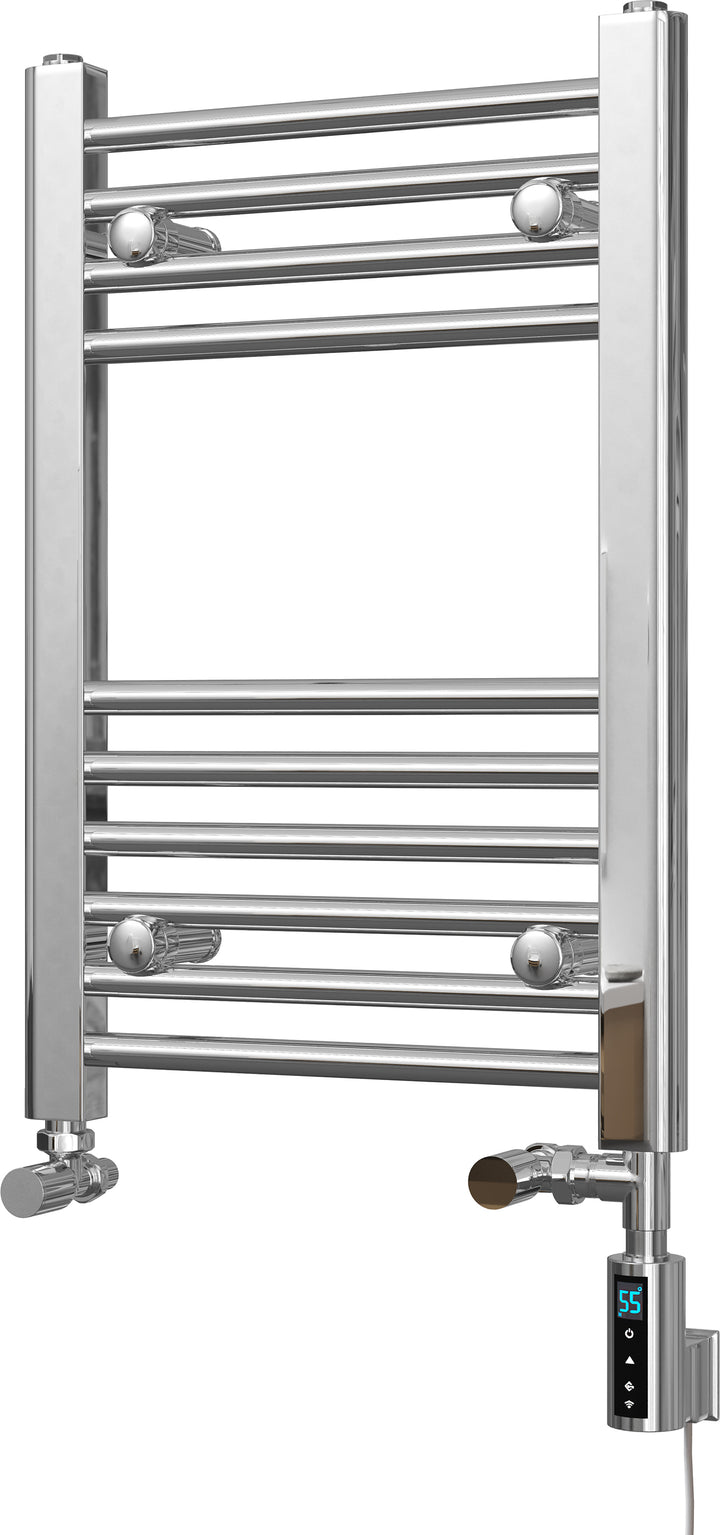 Zennor - Chrome Dual Fuel Towel Rail H600mm x W400mm Thermostatic WIFI - Straight