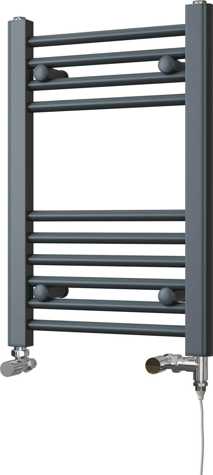 Zennor - Anthracite Dual Fuel Towel Rail H600mm x W400mm Standard - Straight