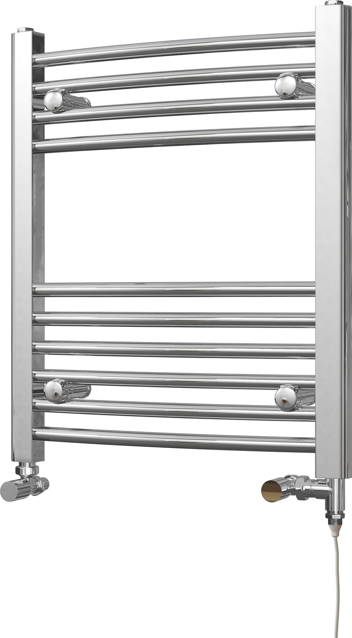 Zennor - Chrome Dual Fuel Towel Rail H600mm x W500mm Standard - Curved