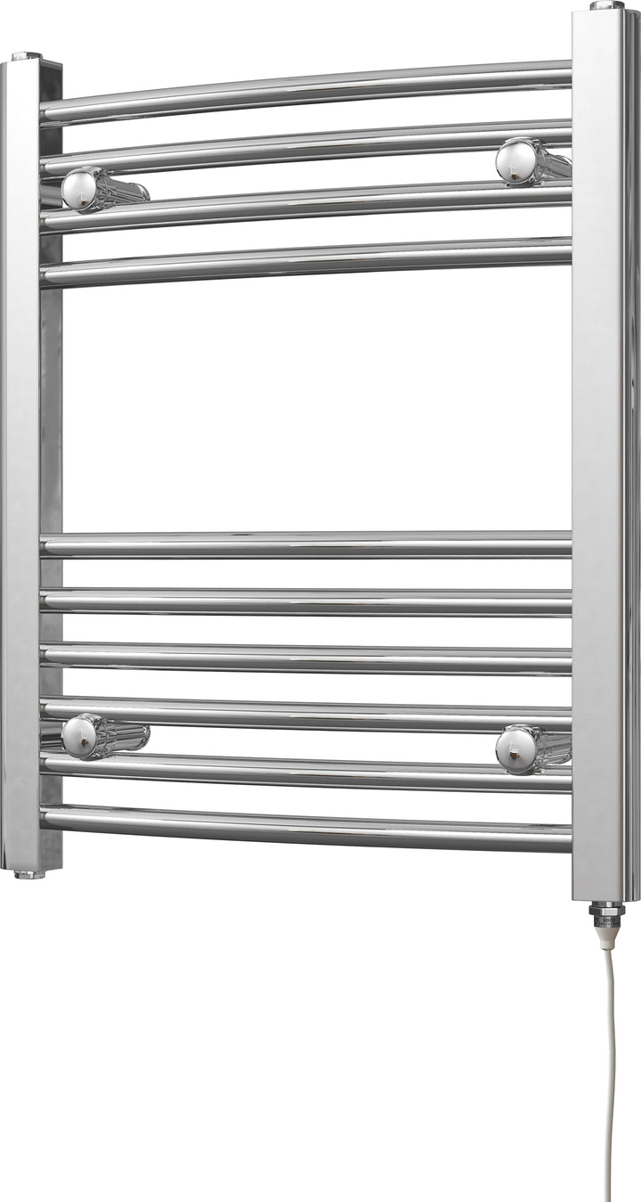 Zennor - Chrome Electric Towel Rail H600mm x W500mm Curved 150w Standard