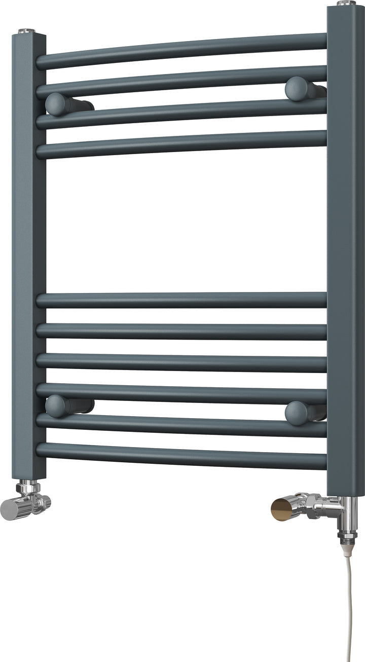 Zennor - Anthracite Dual Fuel Towel Rail  H600mm x W500mm Standard - Curved