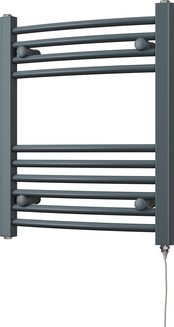 Zennor - Anthracite Electric Towel Rail H600mm x W500mm Curved 200w Standard