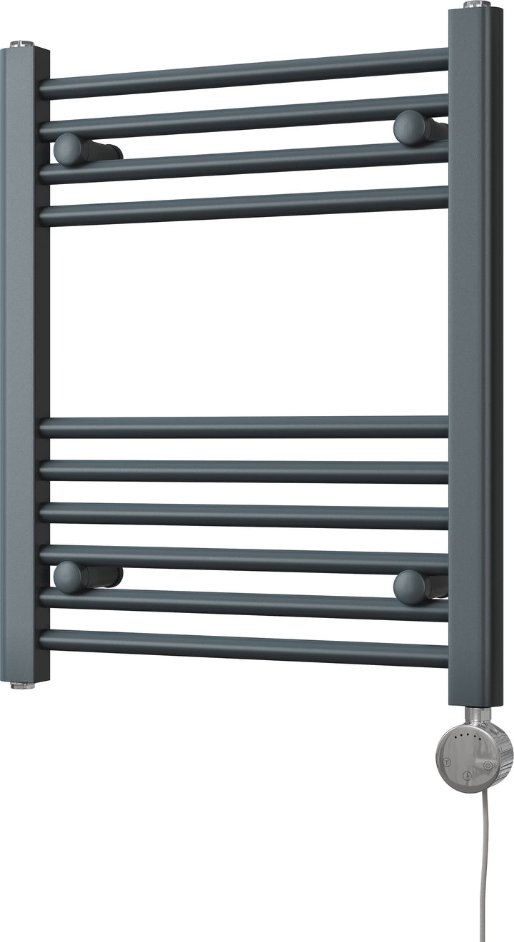 Zennor - Anthracite Electric Towel Rail H600mm x W500mm Straight 300w Thermostatic