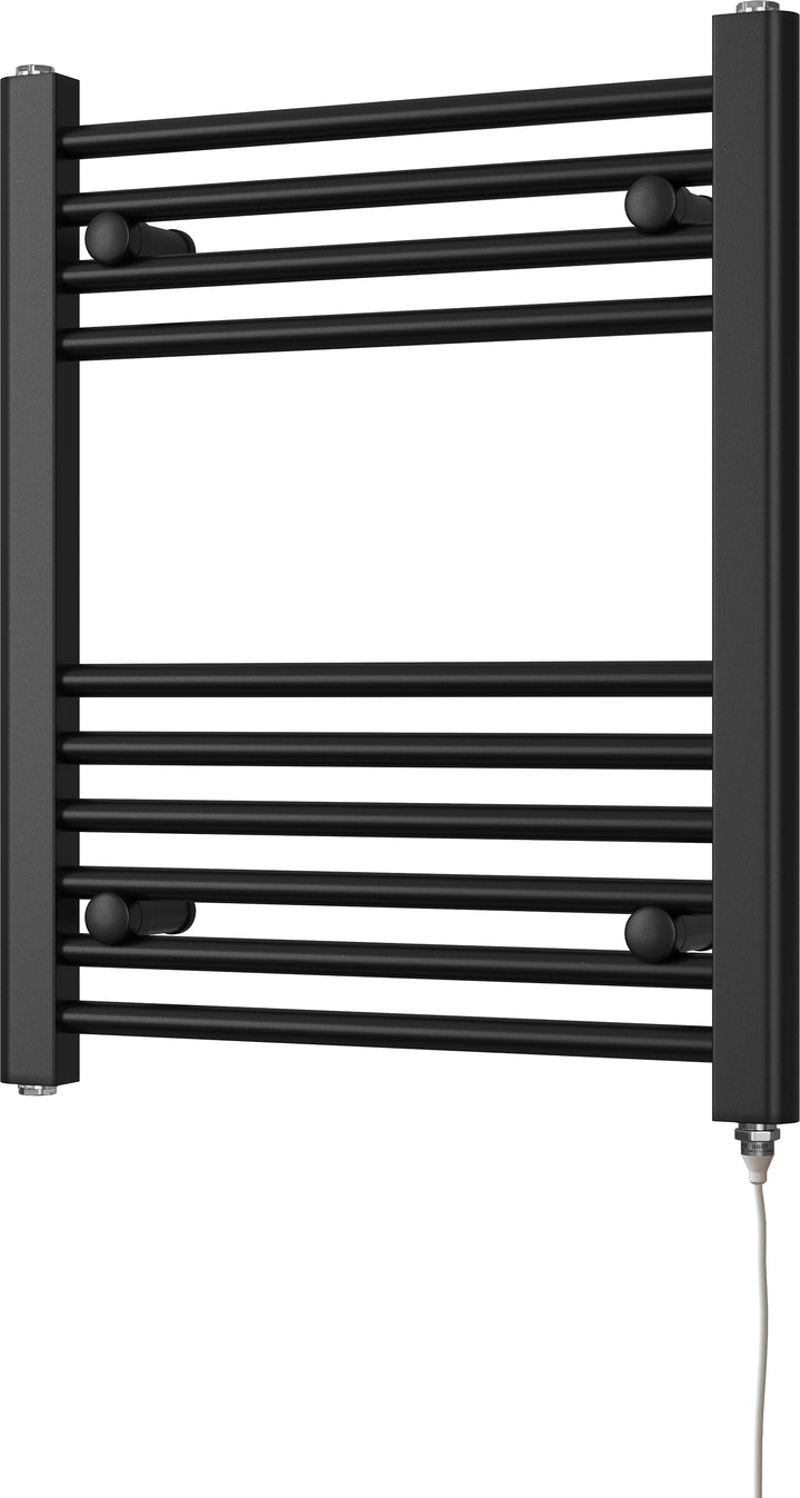 Zennor - Black Electric Towel Rail H600mm x W500mm Straight 200w Standard