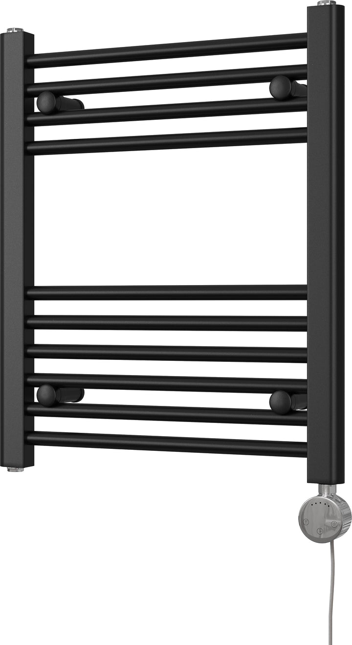 Zennor - Black Electric Towel Rail H600mm x W500mm Straight 300w Thermostatic