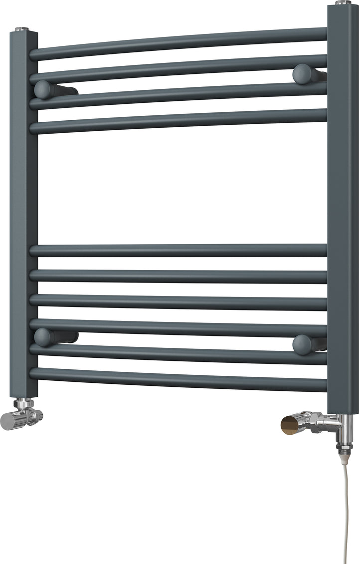 Zennor - Anthracite Dual Fuel Towel Rail  H600mm x W600mm Standard - Curved