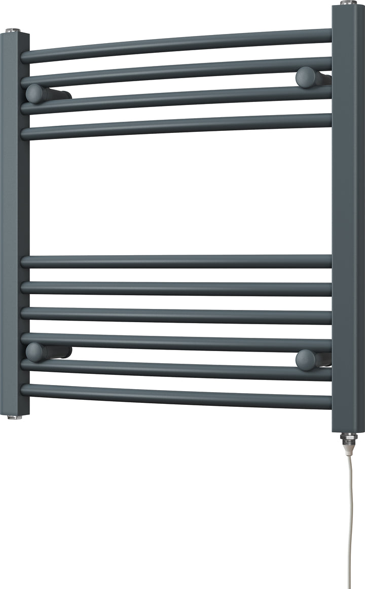 Zennor - Anthracite Electric Towel Rail H600mm x W600mm Curved 200w Standard