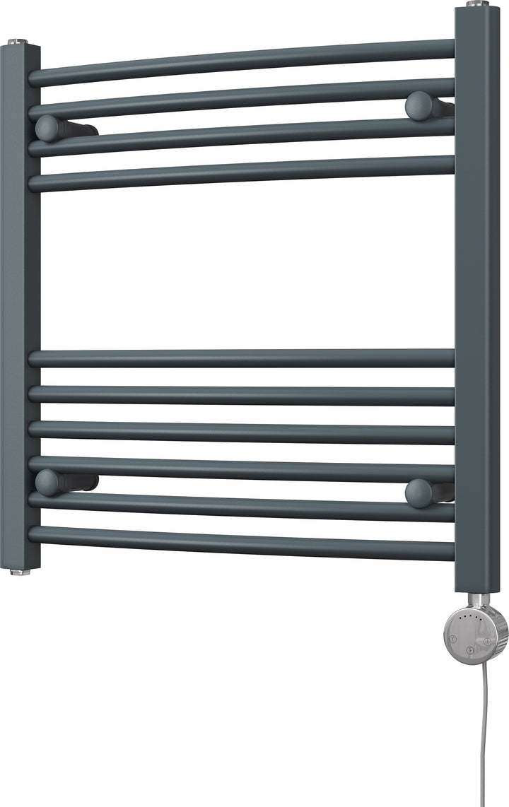 Zennor - Anthracite Electric Towel Rail H600mm x W600mm Curved 300w Thermostatic