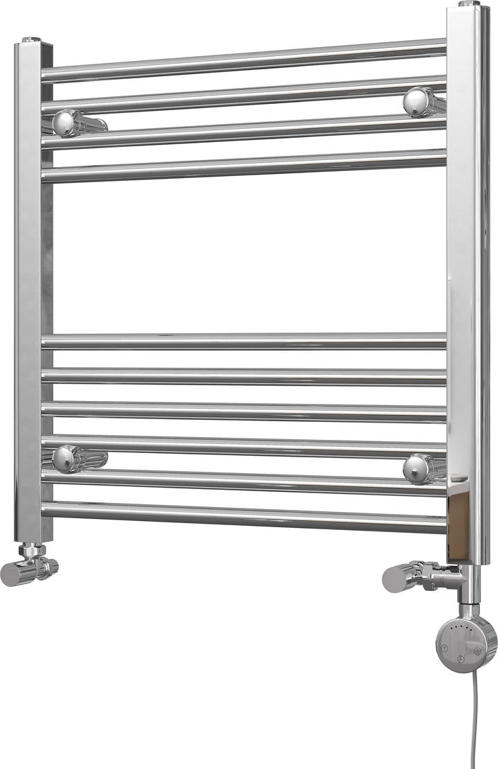 Zennor - Chrome Dual Fuel Towel Rail H600mm x W600mm Thermostatic - Straight