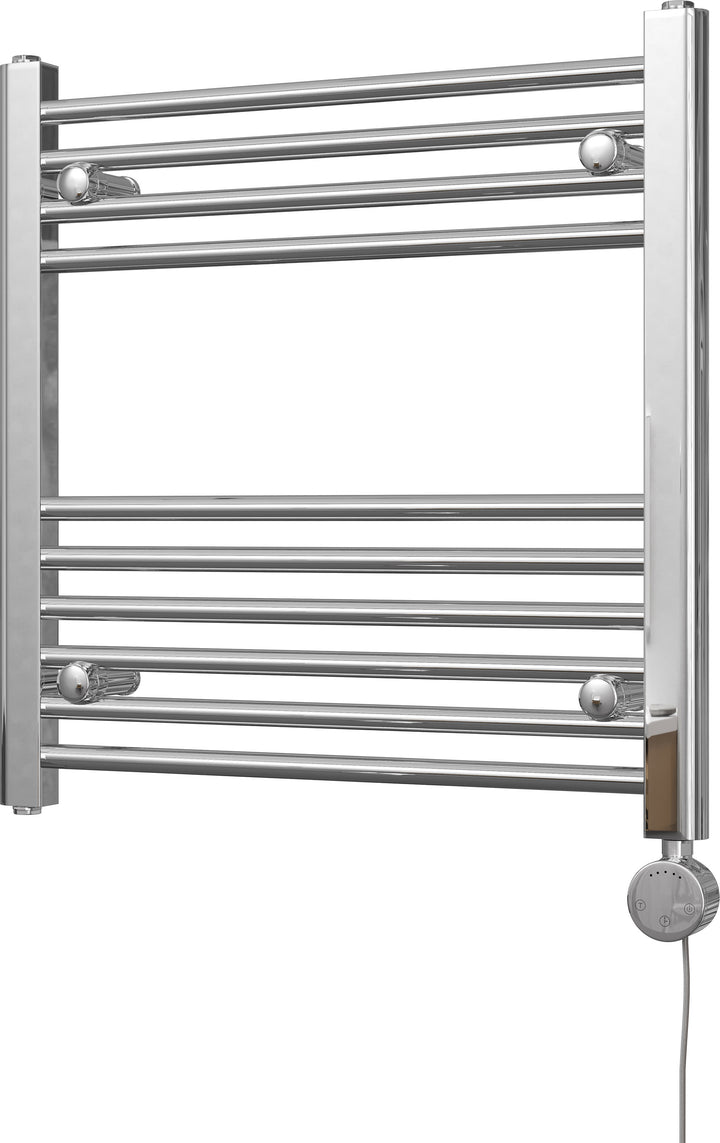 Zennor - Chrome Electric Towel Rail H600mm x W600mm Straight 300w Thermostatic