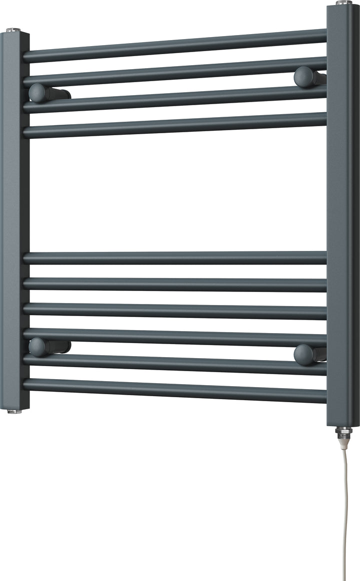 Zennor - Anthracite Electric Towel Rail H600mm x W600mm Straight 200w Standard