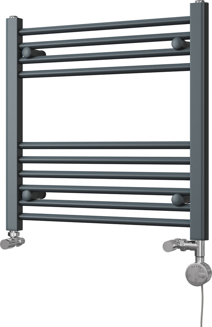 Zennor - Anthracite Dual Fuel Towel Rail  H600mm x W600mm Thermostatic - Straight