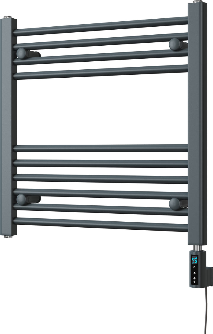 Zennor - Anthracite Electric Towel Rail H600mm x W600mm Straight 300w Thermostatic WIFI