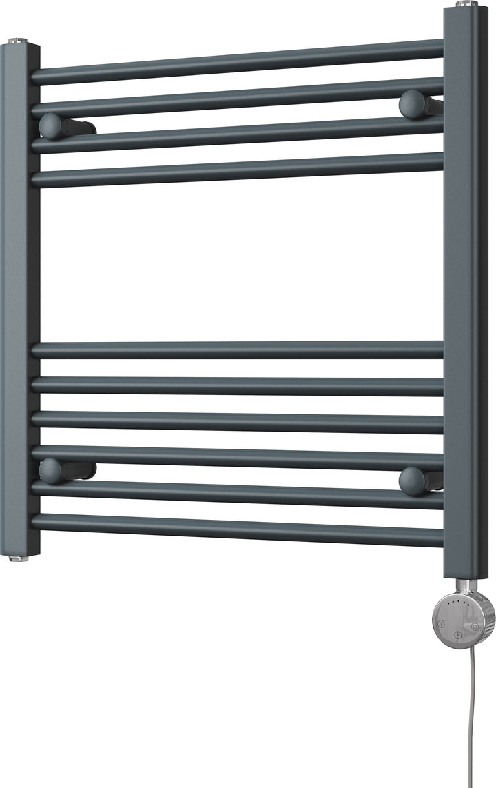 Zennor - Anthracite Electric Towel Rail H600mm x W600mm Straight 300w Thermostatic