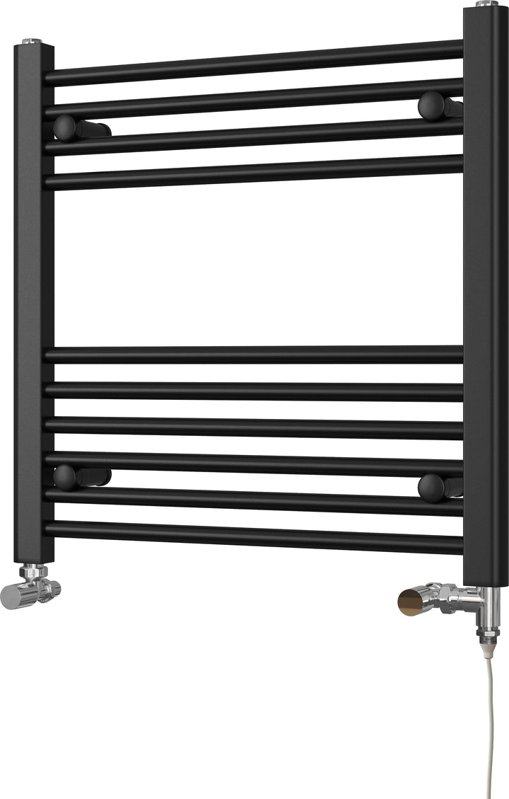 Zennor - Black Dual Fuel Towel Rail H600mm x W600mm Standard - Straight