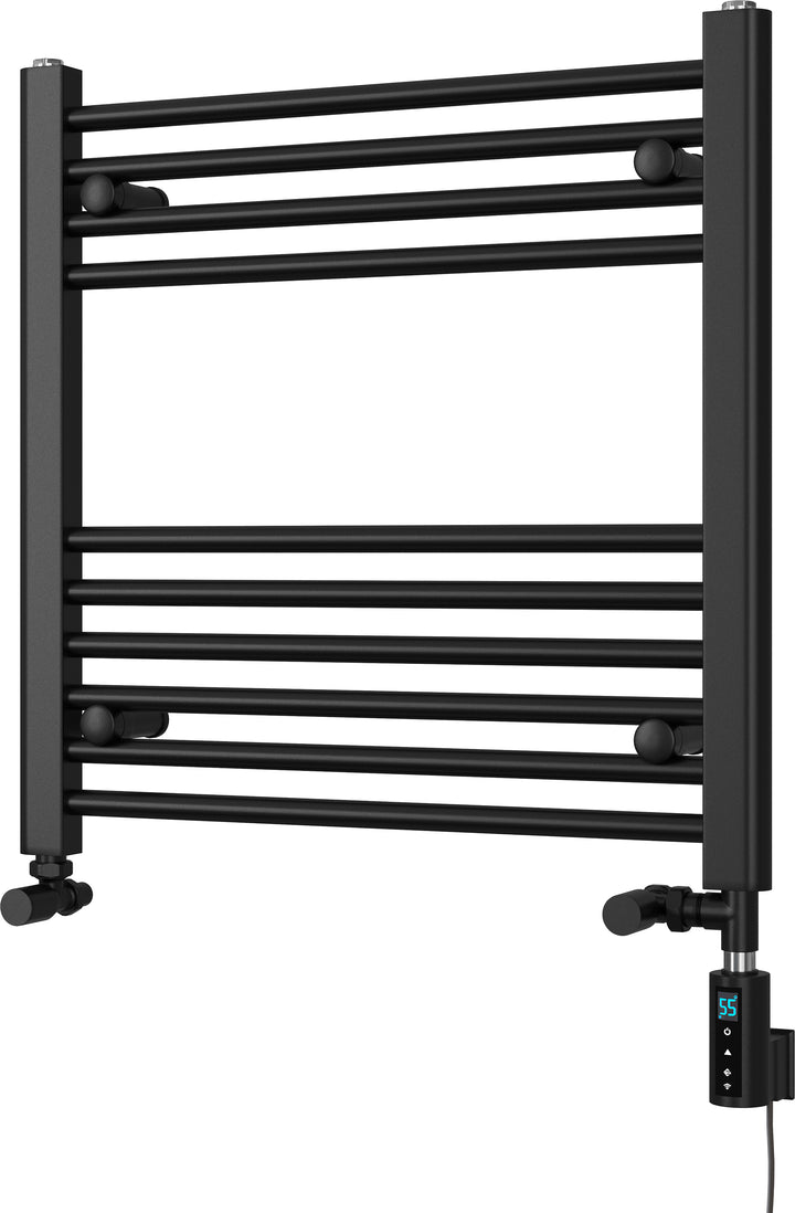 Zennor - Black Dual Fuel Towel Rail H600mm x W600mm Thermostatic WIFI - Straight