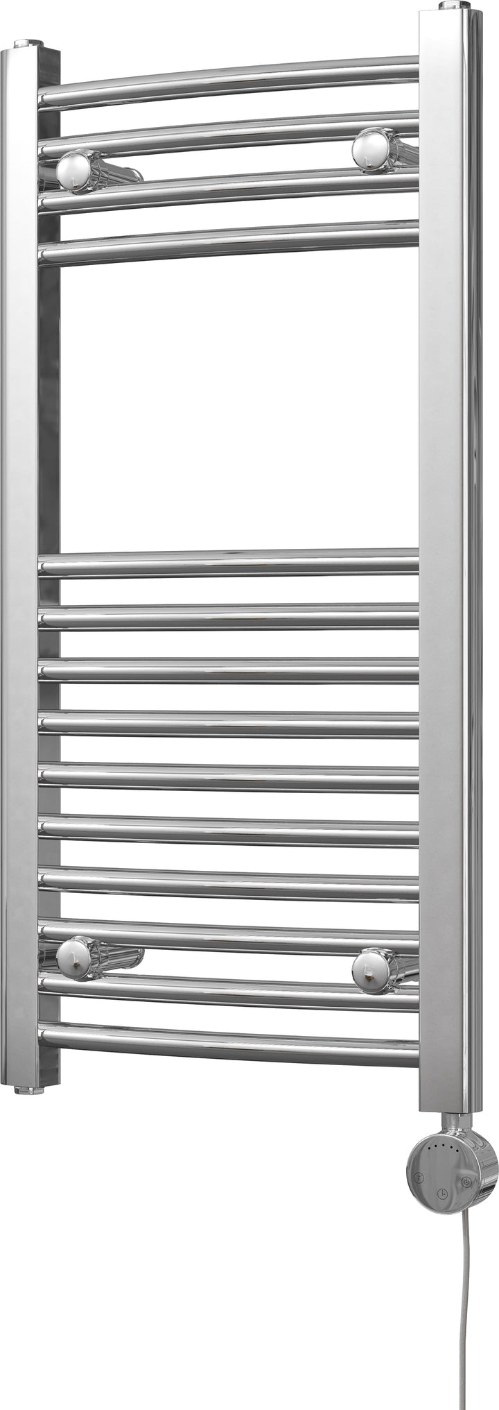 Zennor - Chrome Electric Towel Rail H800mm x W400mm Curved 300w Thermostatic