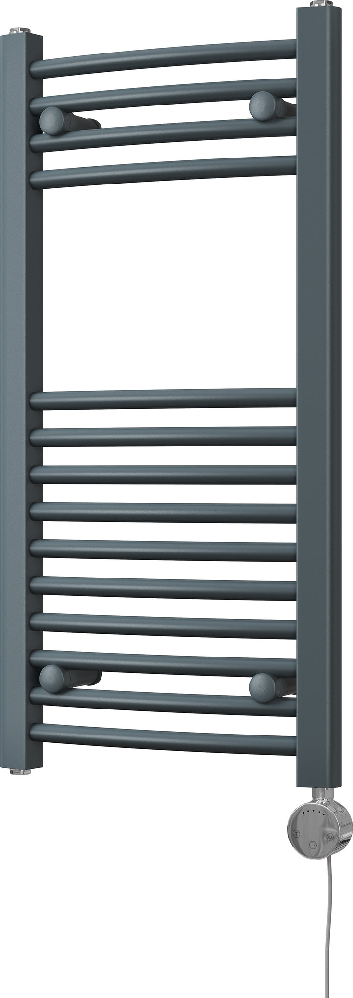 Zennor - Anthracite Electric Towel Rail H800mm x W400mm Curved 300w Thermostatic