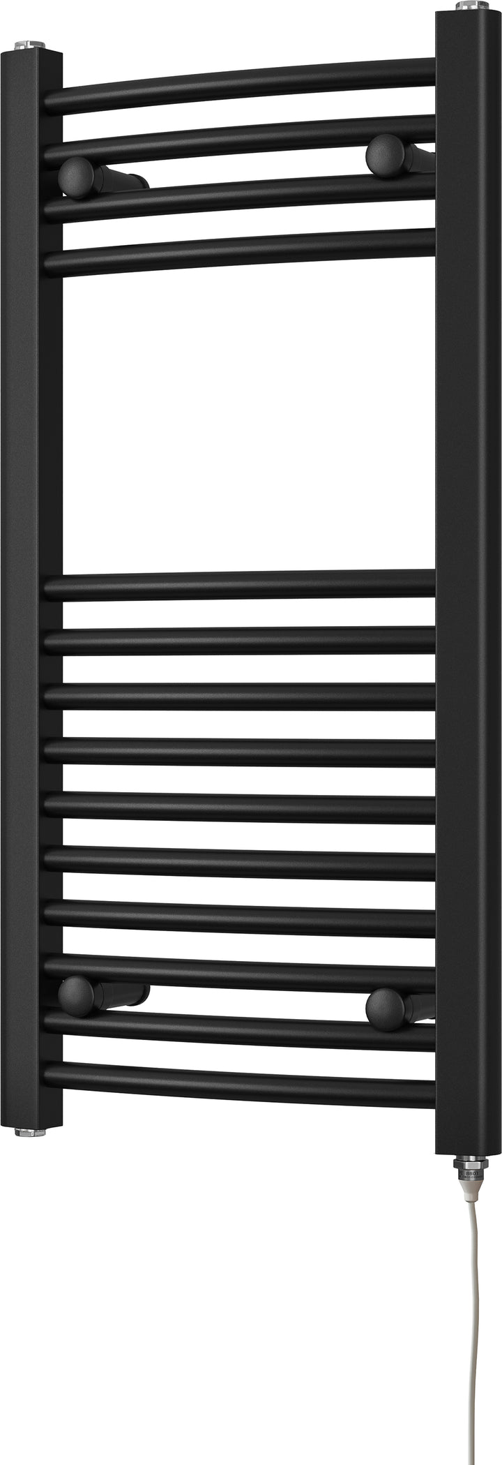 Zennor - Black Electric Towel Rail H800mm x W400mm Curved 200w Standard