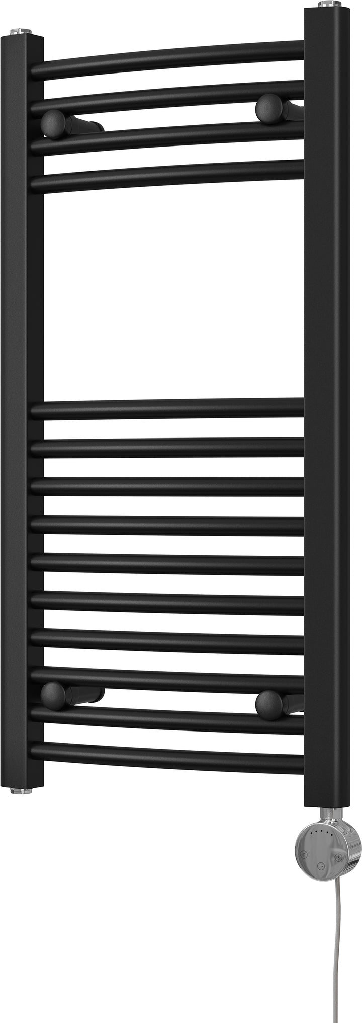 Zennor - Black Electric Towel Rail H800mm x W400mm Curved 300w Thermostatic