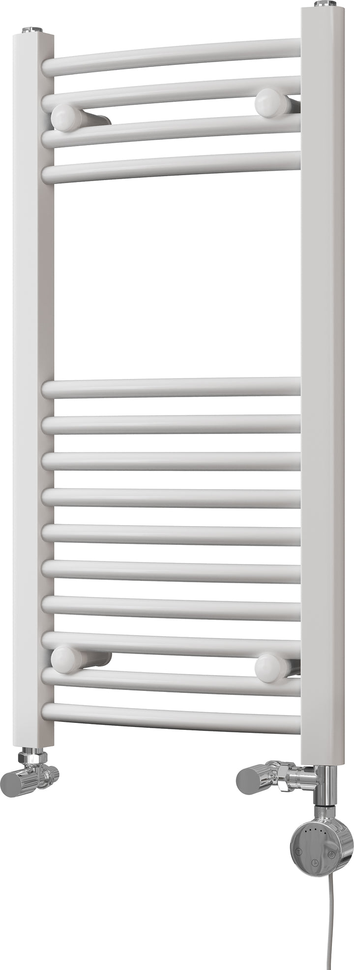 Zennor - White Dual Fuel Towel Rail H800mm x W400mm Thermostatic - Curved