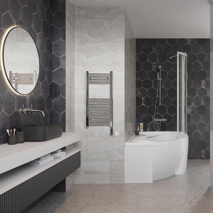 Zennor - Chrome Electric Towel Rail H800mm x W400mm Straight 300w Thermostatic WIFI