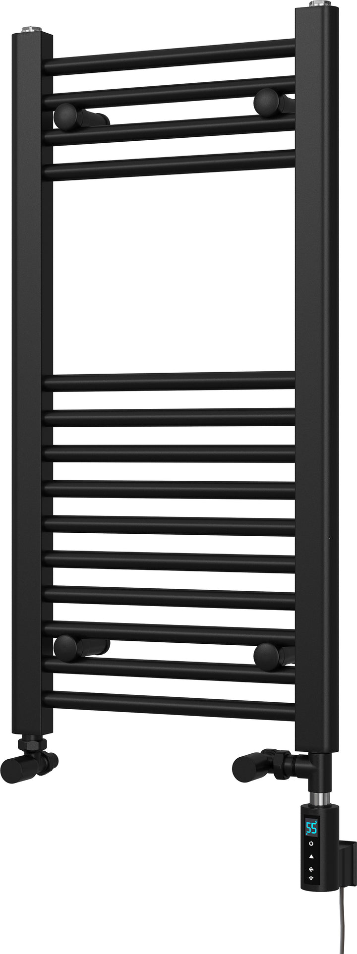 Zennor - Black Dual Fuel Towel Rail H800mm x W400mm Thermostatic WIFI - Straight