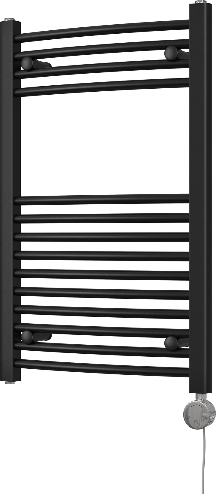 Zennor - Black Electric Towel Rail H800mm x W500mm Curved 300w Thermostatic