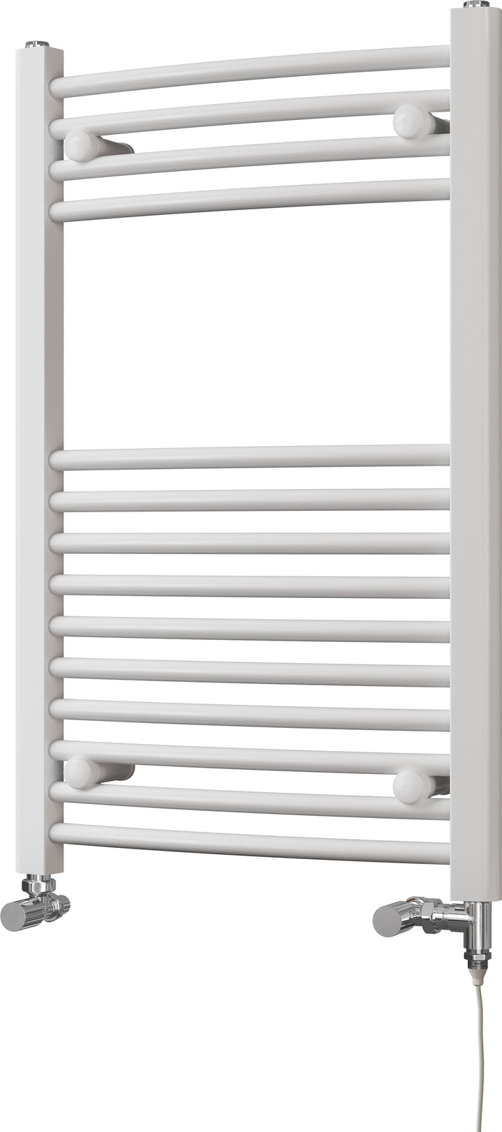 Zennor - White Dual Fuel Towel Rail H800mm x W500mm Standard - Curved