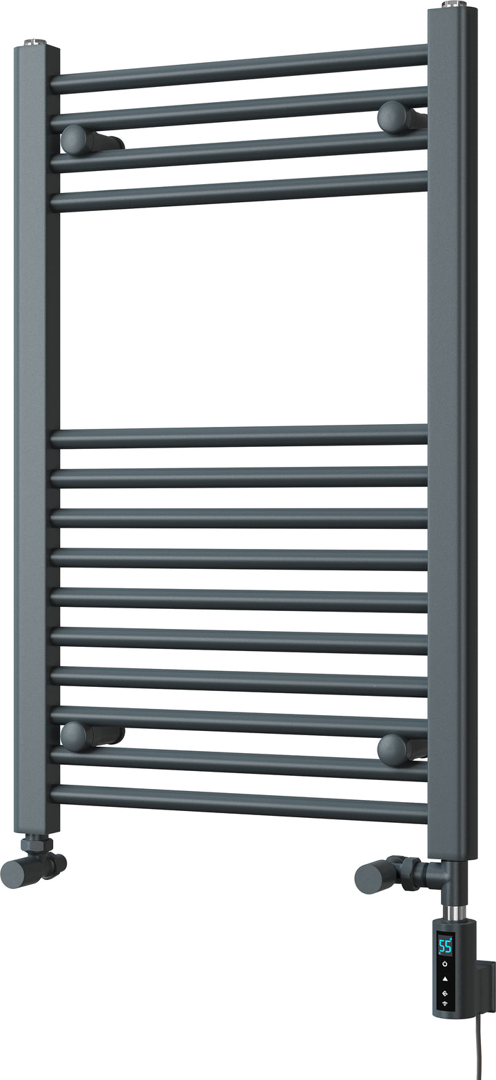 Zennor - Anthracite Dual Fuel Towel Rail  H800mm x W500mm Thermostatic WIFI - Straight