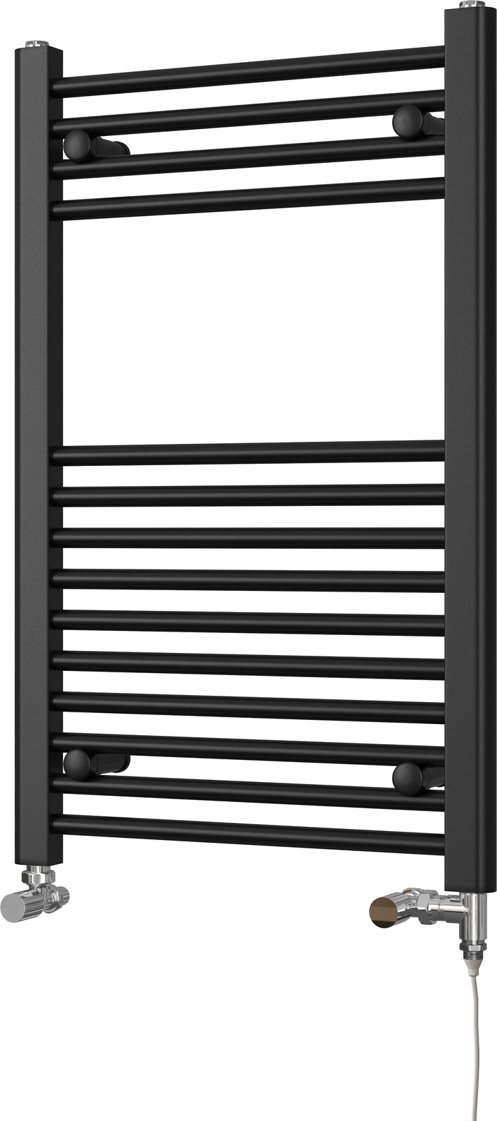 Zennor - Black Dual Fuel Towel Rail H800mm x W500mm Standard - Straight