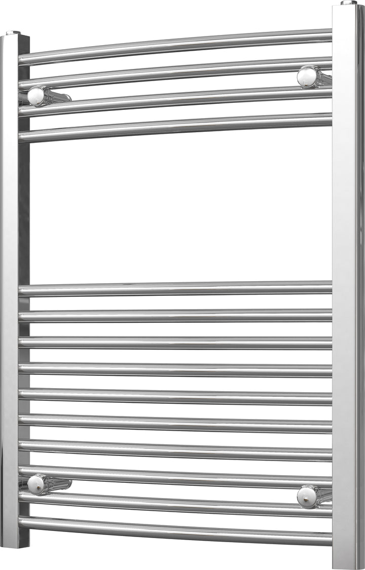 Zennor - Chrome Heated Towel Rail - H800mm x W600mm - Curved