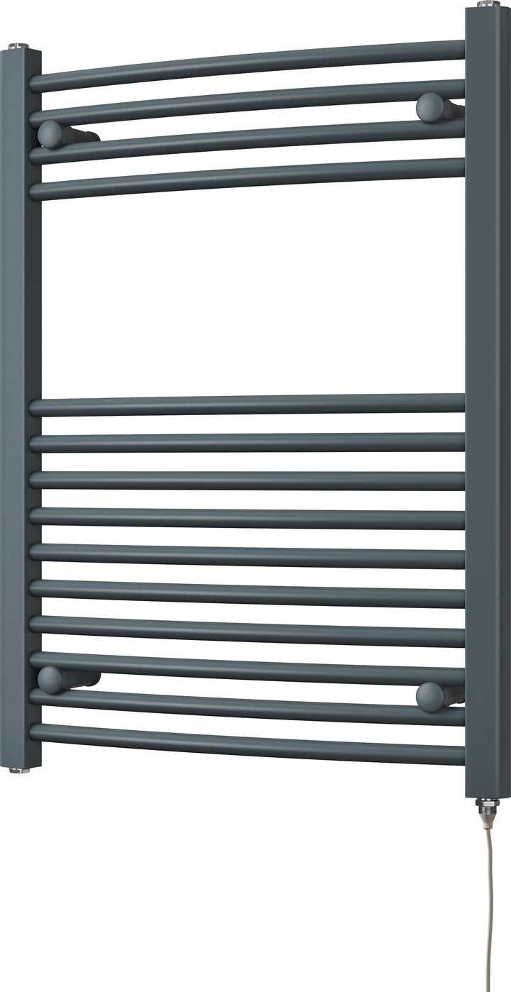 Zennor - Anthracite Electric Towel Rail H800mm x W600mm Curved 300w Standard