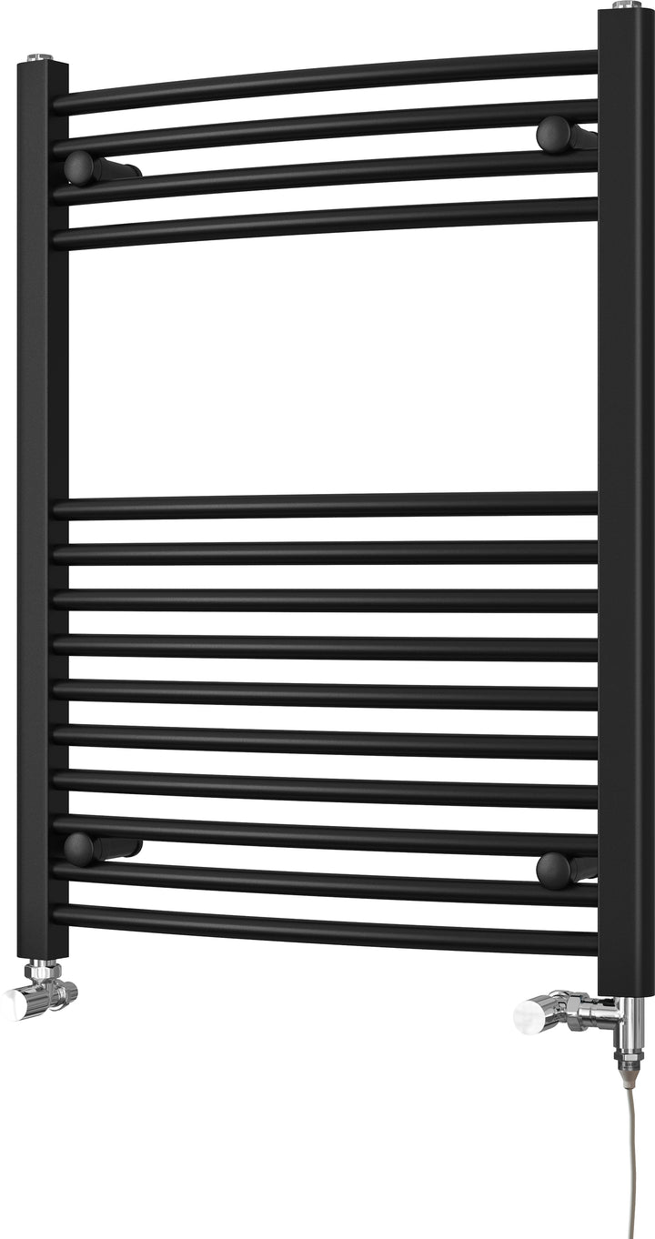 Zennor - Black Dual Fuel Towel Rail H800mm x W600mm Standard - Curved