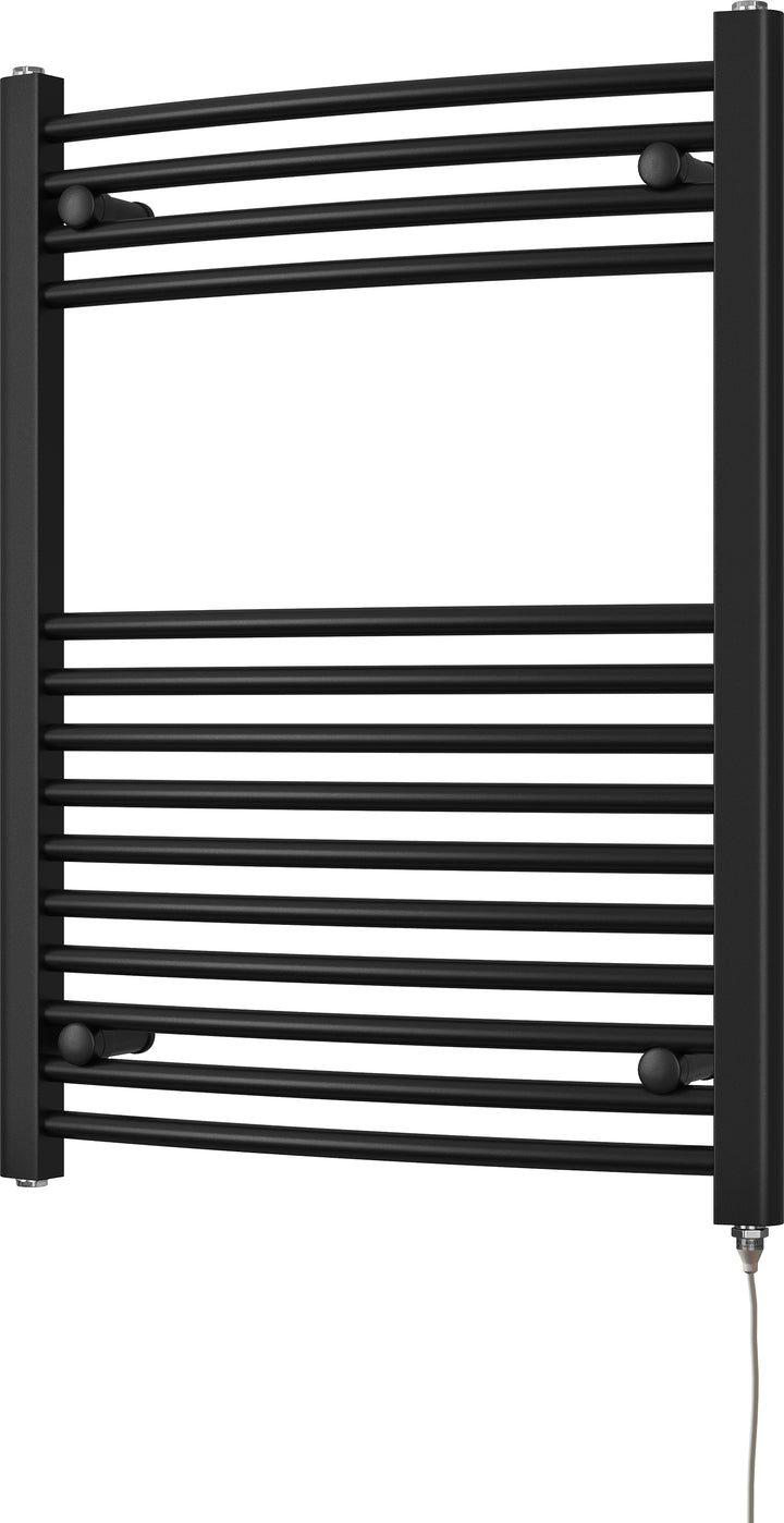 Zennor - Black Electric Towel Rail H800mm x W600mm Curved 300w Standard