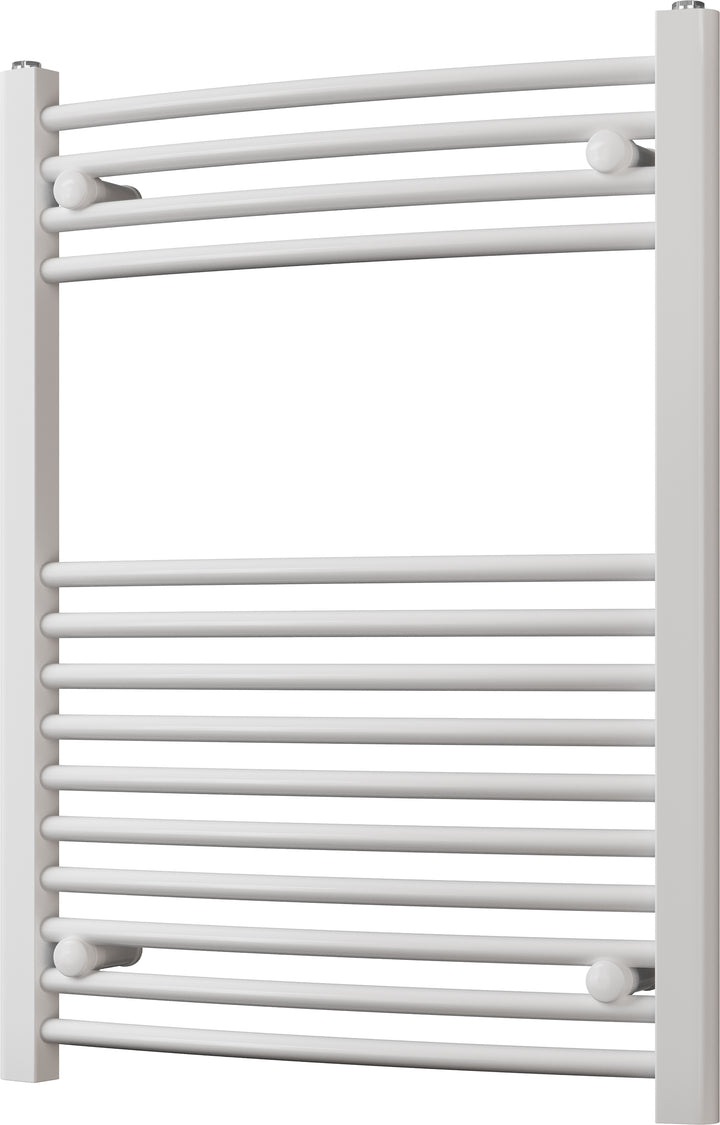 Zennor - White Heated Towel Rail - H800mm x W600mm - Curved