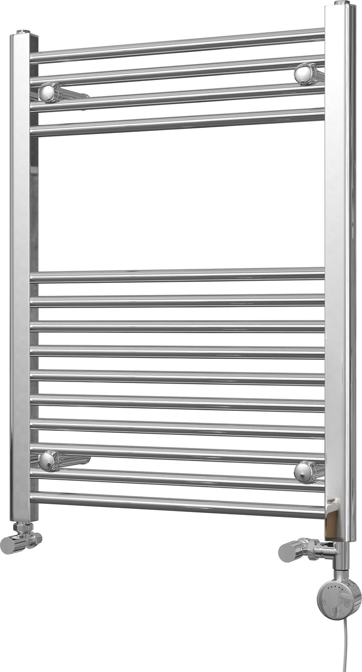 Zennor - Chrome Dual Fuel Towel Rail H800mm x W600mm Thermostatic - Straight