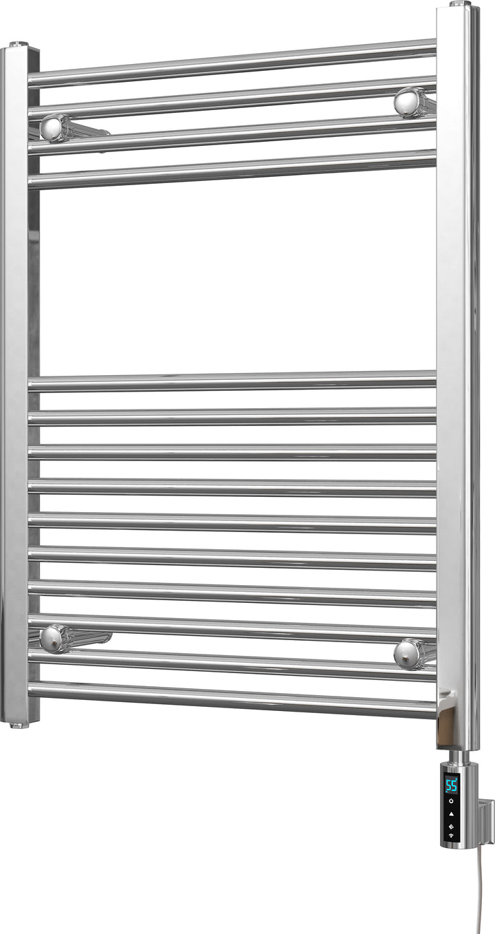 Zennor - Chrome Electric Towel Rail H800mm x W600mm Straight 300w Thermostatic WIFI