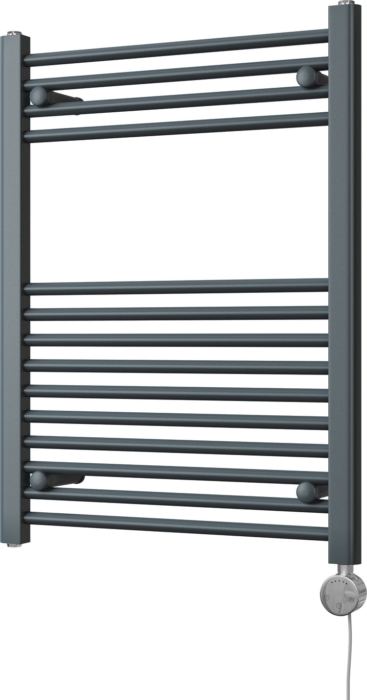 Zennor - Anthracite Electric Towel Rail H800mm x W600mm Straight 300w Thermostatic