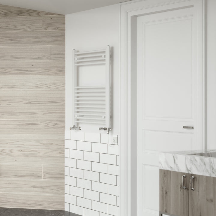 Zennor - White Dual Fuel Towel Rail H800mm x W600mm Standard - Straight