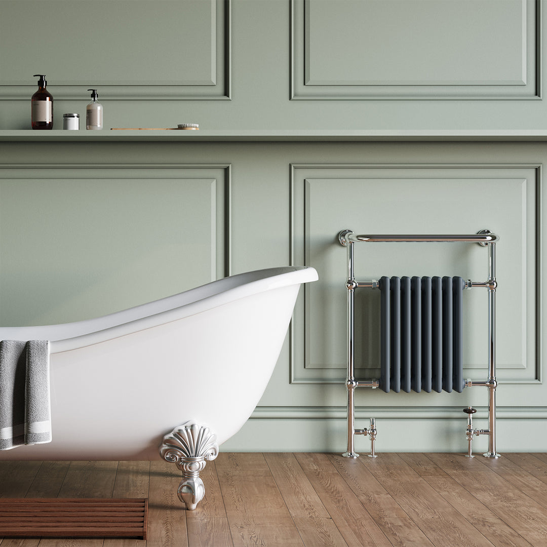 Arundel - Anthracite Traditional Towel Radiator - H963mm x W673mm - Floor Standing