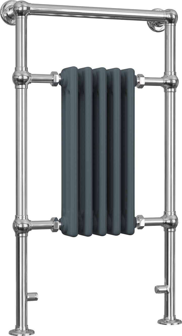 Adisham - Anthracite Traditional Towel Radiator - H963mm x W538mm - Floor Standing