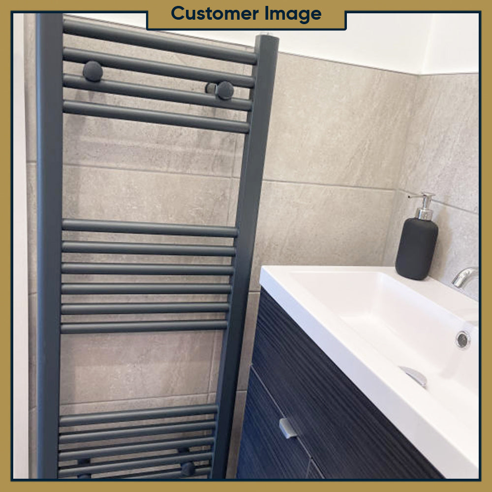 Zennor - Anthracite Heated Towel Rail - H1000mm x W400mm - Straight