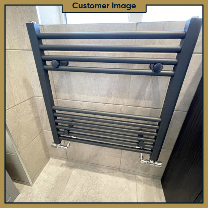 Zennor - Anthracite Heated Towel Rail - H600mm x W600mm - Straight