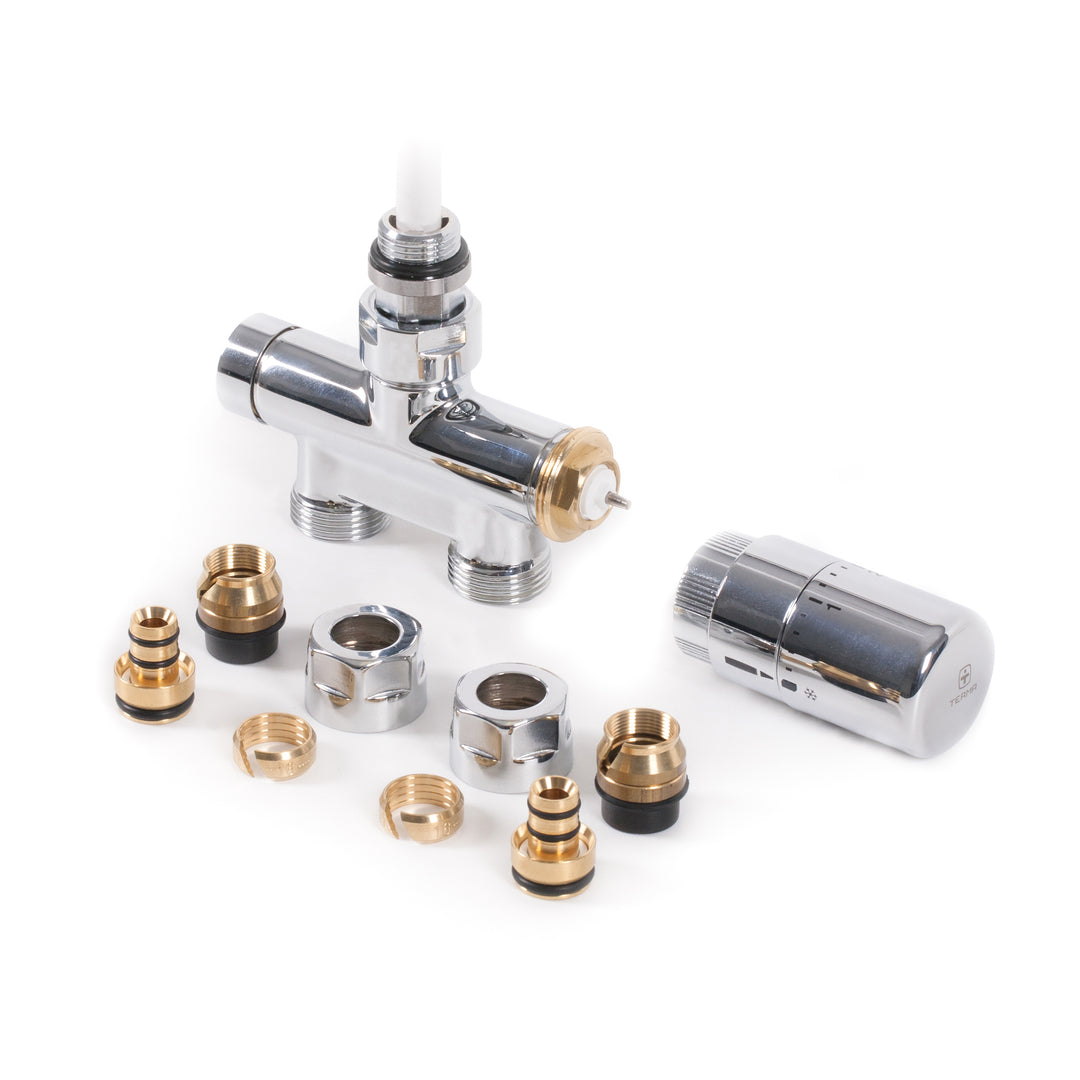 Integrated - Chrome Polished Dual Fuel Thermostatic Valve Straight 15mm