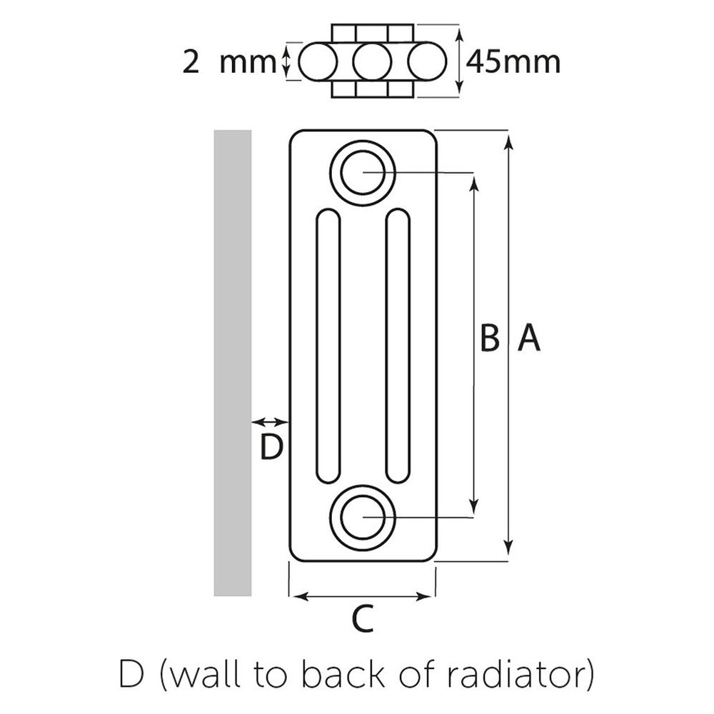Laser Klassic - White Column Radiator H600mm x W1010mm 2 Column