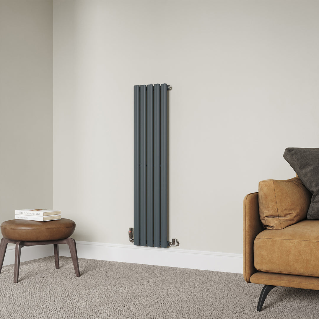 Omeara - Anthracite Vertical Radiator H1200mm x W290mm Single Panel