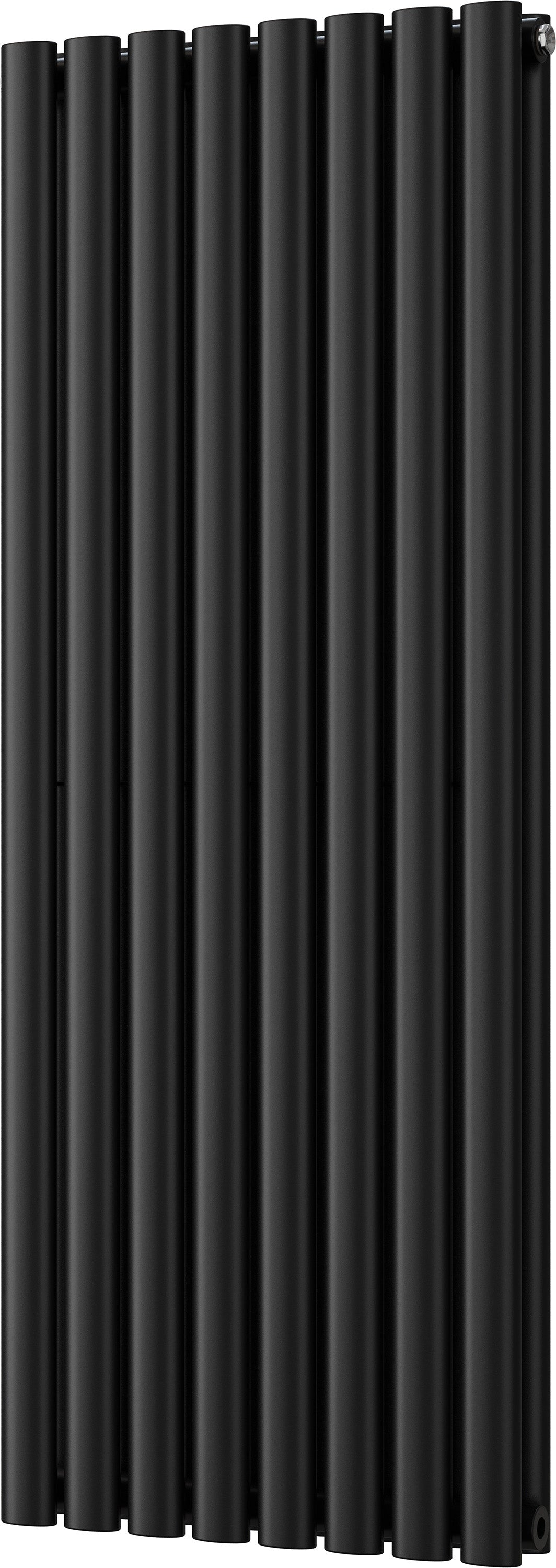 Omeara - Black Vertical Radiator H1200mm x W464mm Double Panel