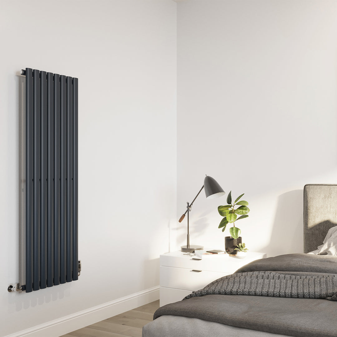 Omeara - Anthracite Vertical Radiator H1400mm x W464mm Single Panel