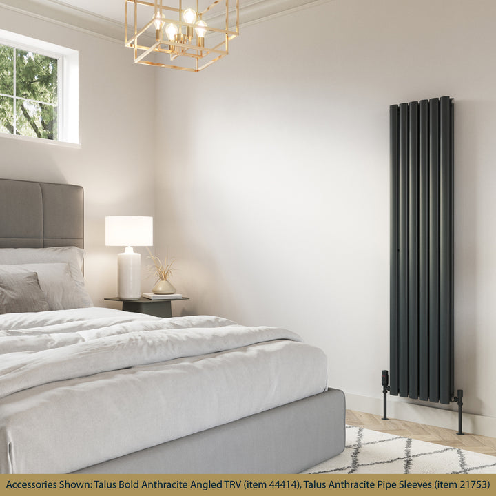 Omeara - Anthracite Vertical Radiator H1600mm x W348mm Double Panel